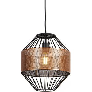 Design hanglamp koper met zwart 30 cm - Mariska
