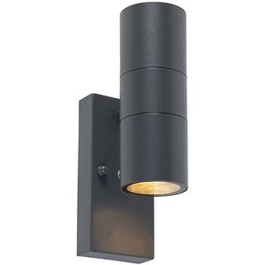 QAZQA Duo - Moderne Buitenlamp Up Down Voor Buiten - 2 Lichts - D 110 Mm - Donkergrijs