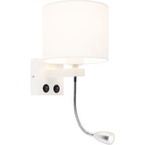 Moderne wandlamp wit met witte kap - Brescia