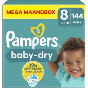 Pampers - Baby Dry - Maat 8 - Mega Maandbox - 144 luiers - 17+ KG