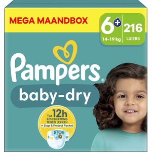 Pampers - Baby Dry - Maat 6+ - Mega Maandbox - 216 luiers