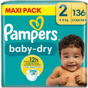 Pampers - Baby Dry - Maat 2 - Mega Pack - 136 Stuks - 4-8 KG