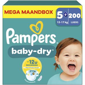 Pampers - Baby Dry - Maat 5+ - Mega Maandbox - 200 Stuks - 12-17 kg
