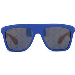 Gucci Gg1570S 004 57 - vierkant zonnebrillen, unisex, blauw, spiegelend