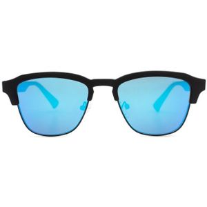 Hawkers Rubber Black Clear Blue Classic - vierkant zonnebrillen, unisex, zwart, spiegelend