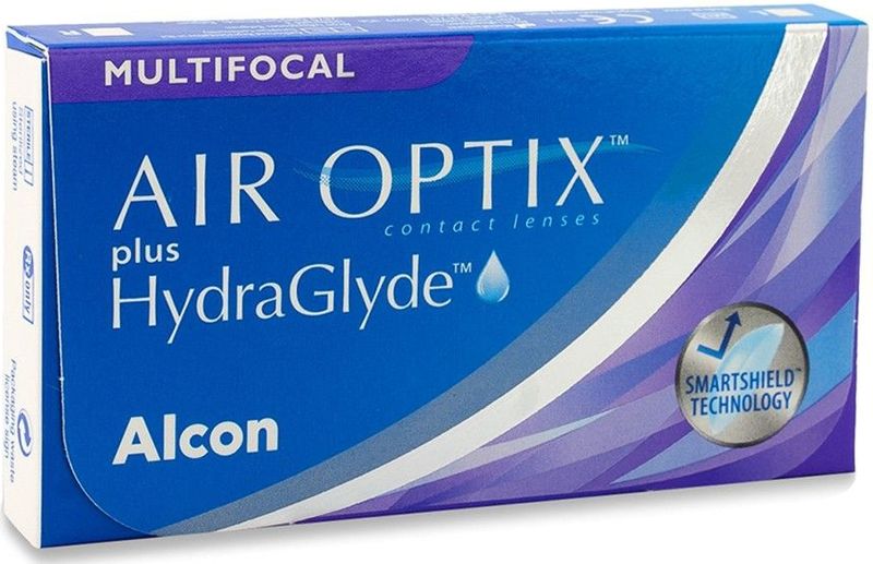 Air Optix Plus Hydraglyde Multifocal (3 lenzen) - maandlenzen, silicone hydrogel multifocale, Lotrafilcon B