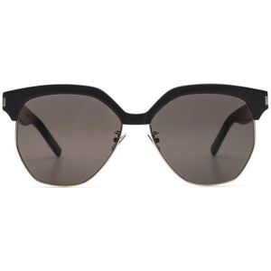 Saint Laurent SL 408 002 59 - rond zonnebrillen, vrouwen, zwart, spiegelend