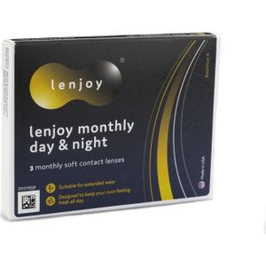 Lenjoy Monthly Day & Night (3 lenzen) - dag- en nachtlenzen, silicone hydrogel sferische lenzen, Balafilcon A