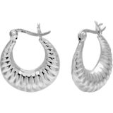 Zilveren oorbellen | Oorringen  | Zilveren oorringen, hoops met mooi patroon