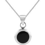 Zilveren ketting met hanger, ronde onyx steen