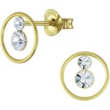 Gold plated oorstekers, dubbele kristal