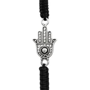 Katoenen armband met zilveren hamsa