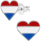 Zilveren oorstekers, hart met Nederlandse vlag