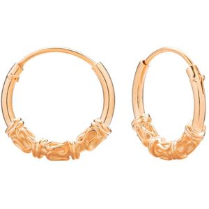 Rose gold plated Bali hoops met slingertjes en spiralen