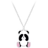 Zilveren ketting met hanger, panda