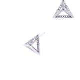 Rhodium plated piramide oorsteker met cubic zirkonia steentjes