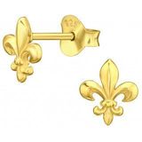 Gold plated oorstekers, fleur de lis