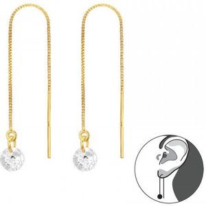 Gold plated chain oorbellen met kristal