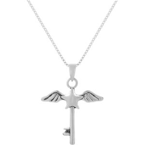 Zilveren ketting met hanger, engelensymbolen