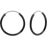 Zilveren oorringen, 18 mm, 1.2 mm dik, zwarte marmerlook