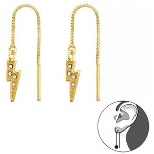 Gold plated chain oorbellen met bliksemschicht met kristallen