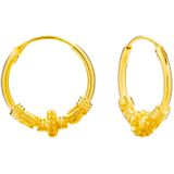 Gold plated Bali hoops, rijk bewerkt