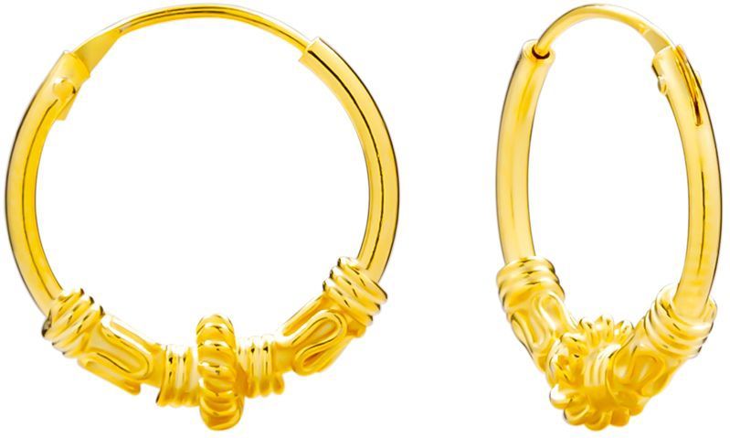 Gold plated Bali hoops, rijk bewerkt
