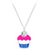 Zilveren ketting met hanger, cupcake