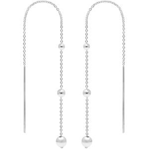 Zilveren chain oorbellen met bolletjes