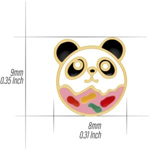 Gold plated oorringen met hanger, panda donut