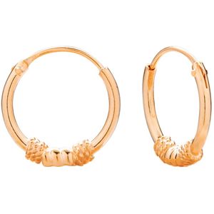 Rose gold plated Bali hoops, gladde en getwijnde spiraalvormen