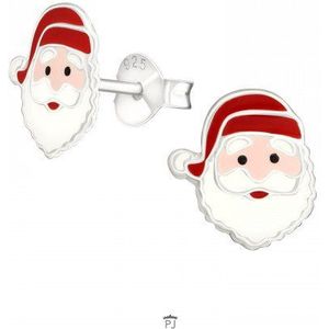 Zilveren oorstekers, kerstmannen hoofd