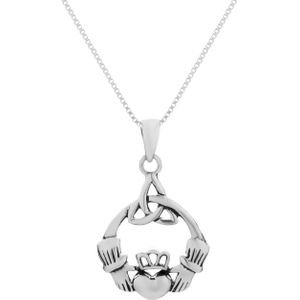 Zilveren ketting met hanger, Claddagh