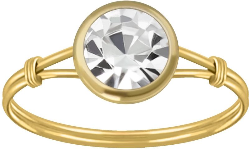 Gold plated ring met kleurloze kristal