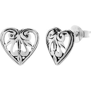 Zilveren oorstekers, opengewerkt hartje