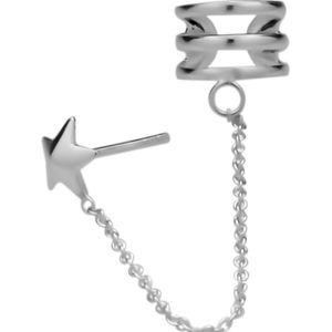 Zilveren ear cuff met oorsteker, ster