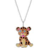 Zilveren ketting met hanger, cheeta of panter