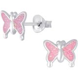 Zilveren oorstekers, vlinder met roze vleugels