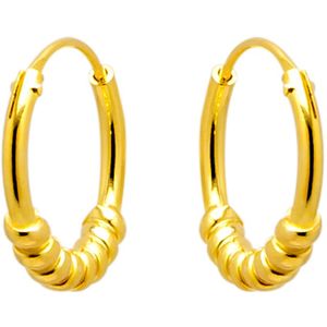 Gold plated oorringen, Bali hoops, spiraal