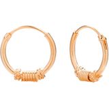 Rose gold plated Bali hoops, slinger en getwijnde spiralen