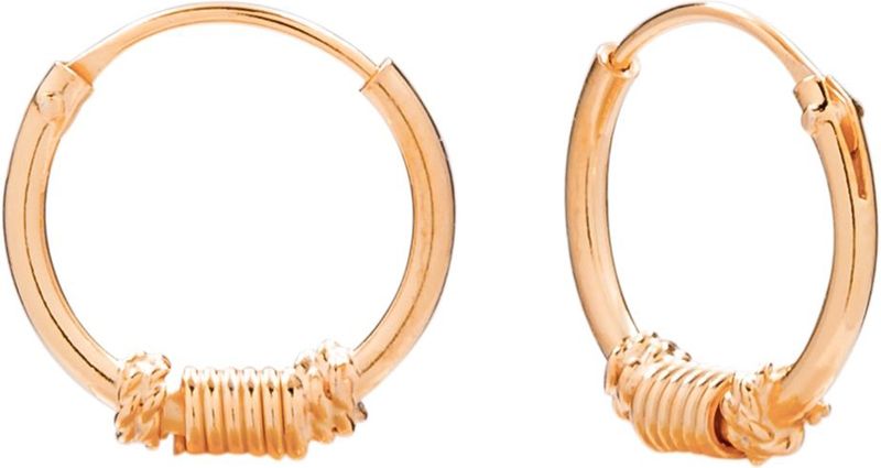 Rose gold plated Bali hoops, slinger en getwijnde spiralen