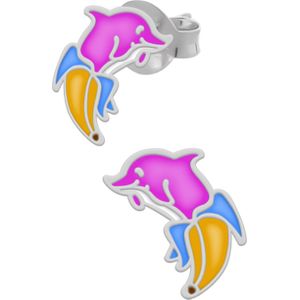 Zilveren oorstekers, roze dolfijn in bananenkostuum