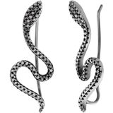 Zilveren ear climber, bewerkte slang met geoxideerde delen