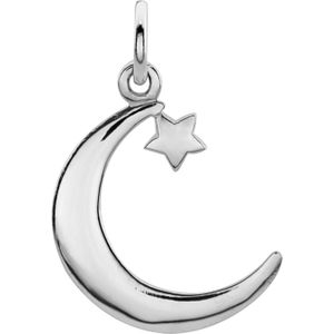 Zilveren hanger, halve maan met ster