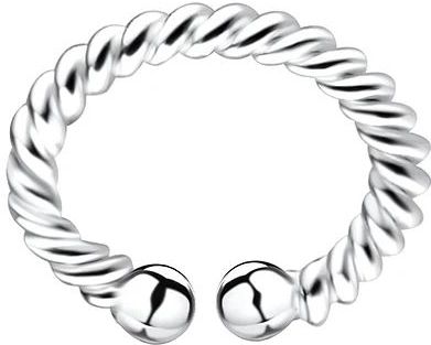 Zilveren ear cuff, spiraalvorm met bolletjes