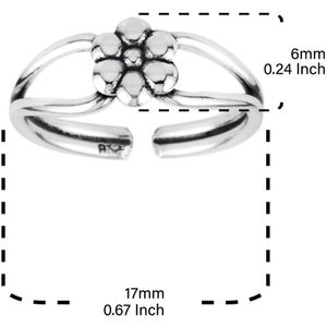 Zilveren teenring, madeliefje