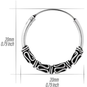 Zilveren oorbellen | Oorringen  | Zilveren oorbellen, Bali hoops met slingertjes en draaiingen