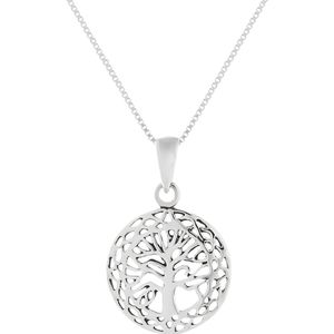 Zilveren ketting, tree of life (levensboom)