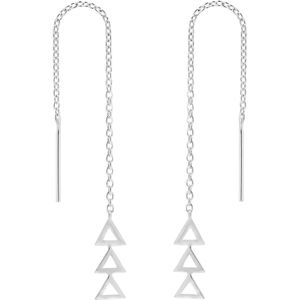 Zilveren chain oorbellen met driehoekjes