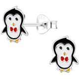 Zilveren oorstekers, pinguïn met rood strikje